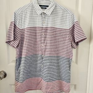 Perry Ellis Linen Men's Shirt Short Sleeve Size L